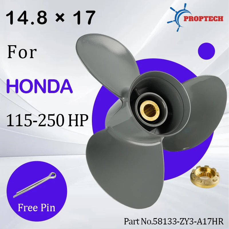 

Подвесной гребной винт для Honda 115 135 150 200 225 250 л.с. 14,8*17 Лодочный мотор, 3-лопастной алюминиевый винт, 15 шин, часть морского двигателя