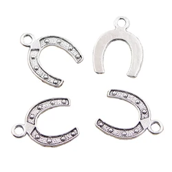 20pcs Charms Lucky Horseshoe Good Luck Talisman 24x18mm Antique Silver Color Pendant Making DIY Handmade Tibetan Finding Jewelry