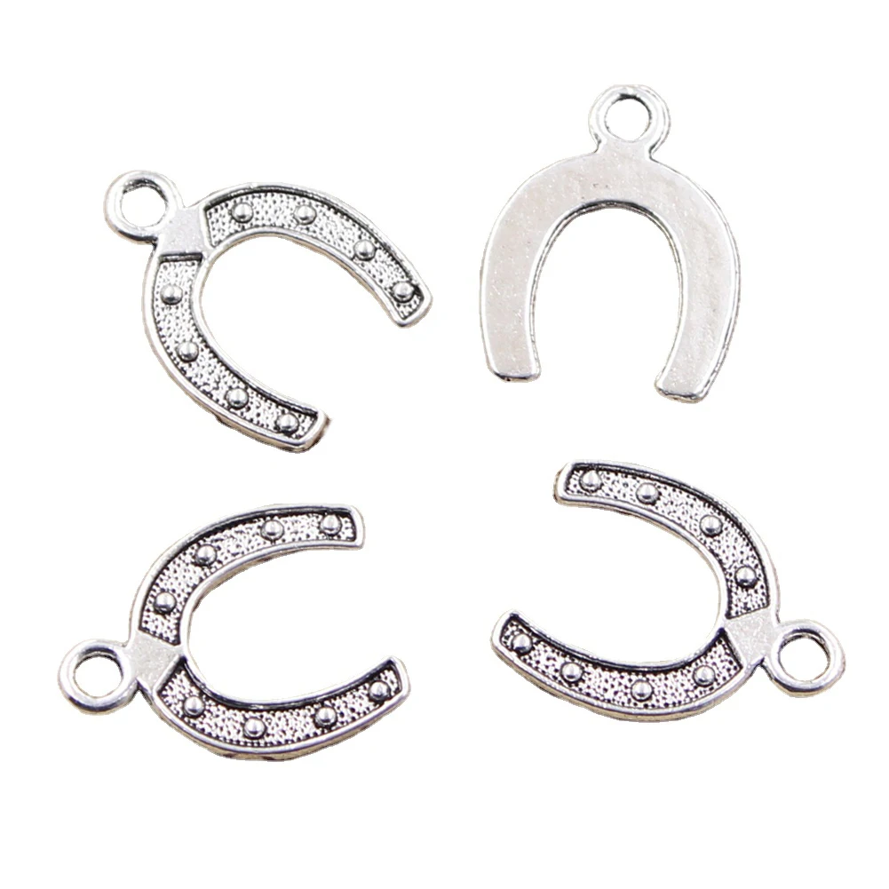 20 szt. Talizmanu szczęście podkowy na szczęście 24x18mm antyczne srebrne kolorowy wisiorek do robienia ręcznie robionych tybetańskie znaleziska biżuterii
