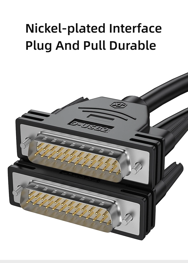 DB25 kabel męski na żeński 6 stóp podwójnie ekranowany z metalowym oplotem foliowym D-SUB 25-pinowym kablem szeregowym RS232 — zdjęcie produktu 4