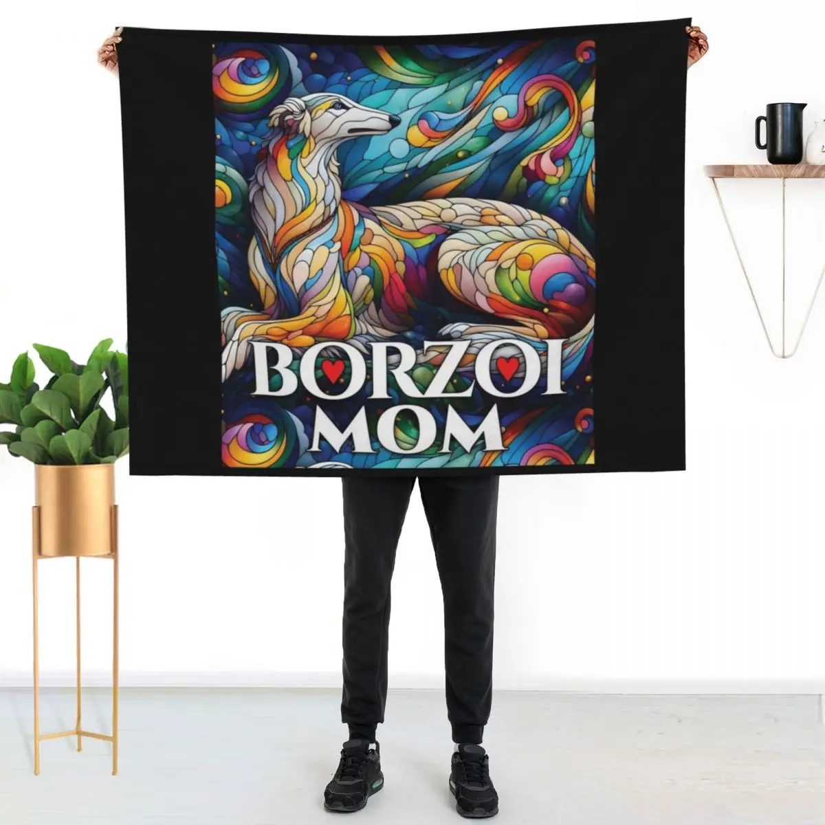 

Borzoi mom, stained glass. I love borzois. Throw Blanket Cozy Throw Blanket Birthday Gift for Him Her
