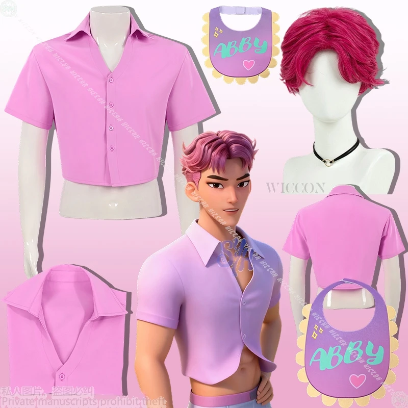 

Anime Kpop Demon Saja Boys Cosplay Abby Idol Korea Boys Group Pink Crop Top short-sleeve Shirt Jirai Kei Wigs Halloween Party