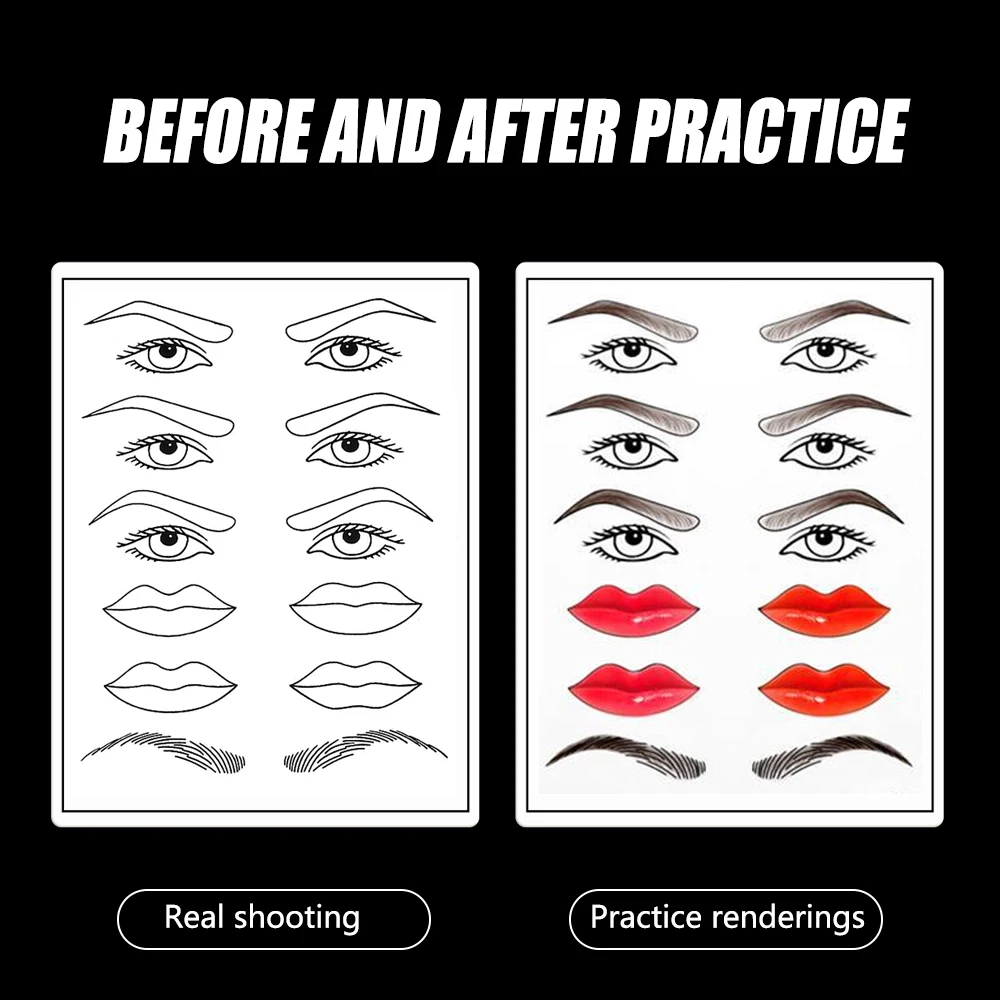 

1/3/5/10pc Silicone Tattoo Practice Skin Fake Practice Skin for Eyebrow Eyeliner & Lip For Beginner Permanent Makeup No Ink Need