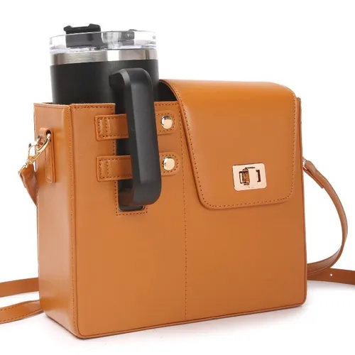 Imagen 2 del producto Bolsa para botella de bebida portátil para exteriores, superventas, transfronteriza, taza aislada universal de gran tamaño, bandolera rosa de un solo hombro c