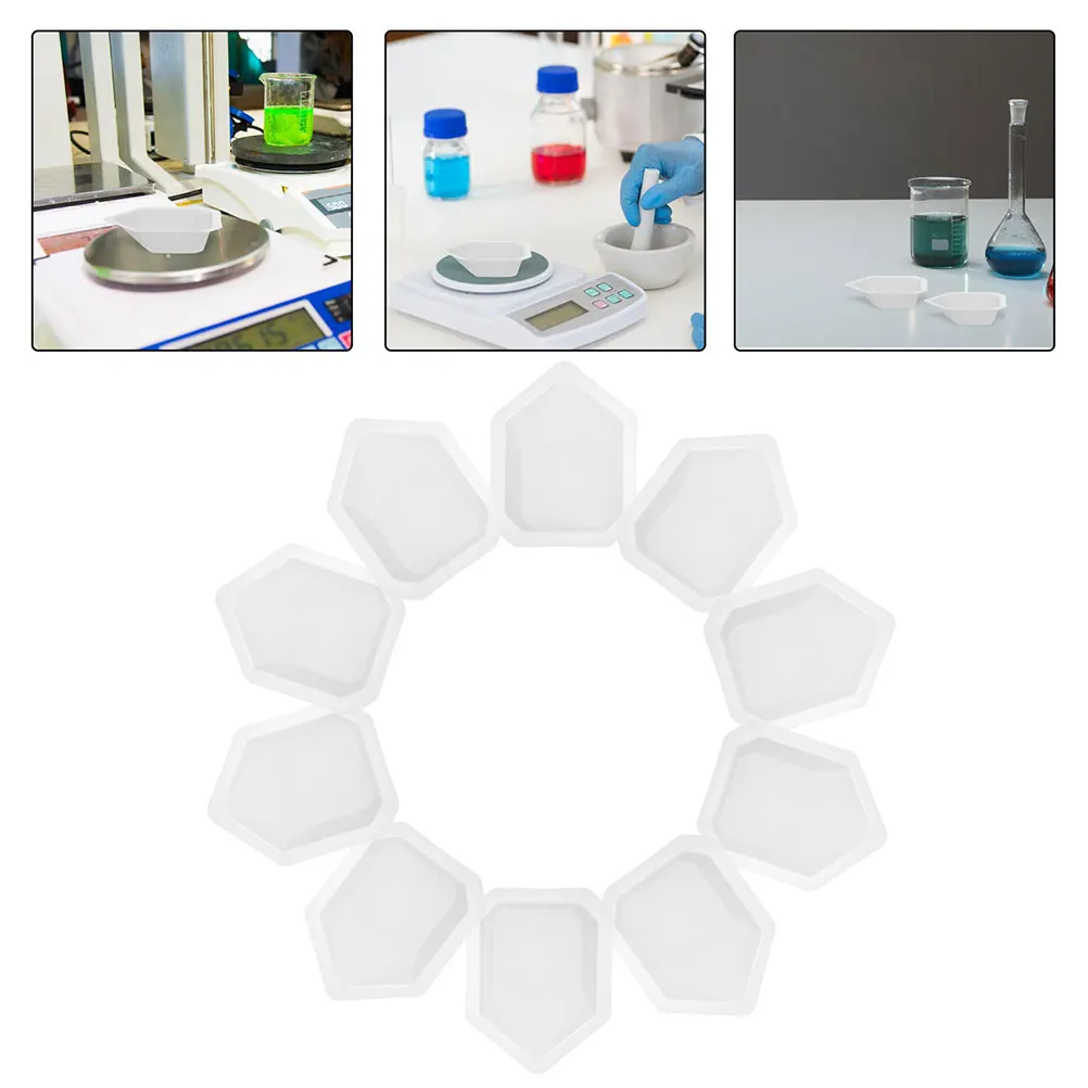 

10pcs Lab Boats Plastic Weighing Trays Spill-Proof Reusable Measuring Powder Container For Kitchen Laboratory Chemistry