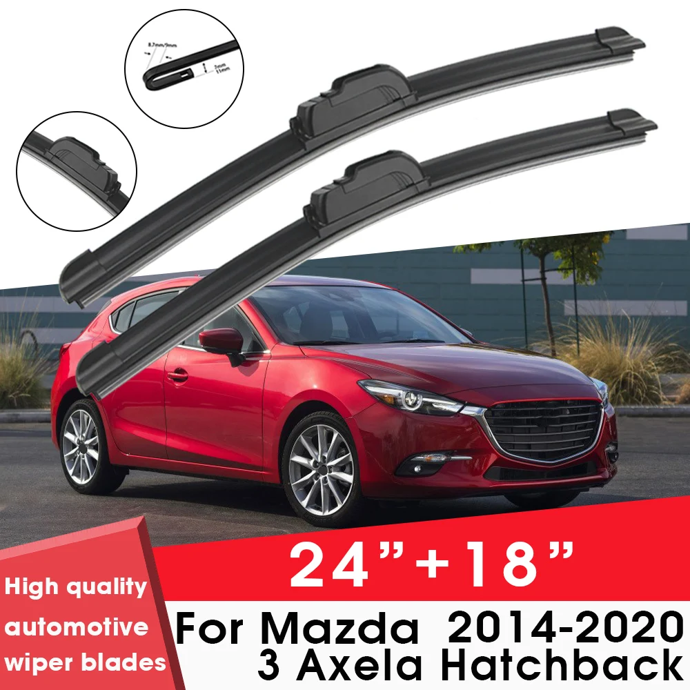 

Car Wiper Blade Blades For Mazda 3 Axela Hatchback 2014-2020 24"+18" Windshield Windscreen Clean Naturl Rubber Cars Wipers