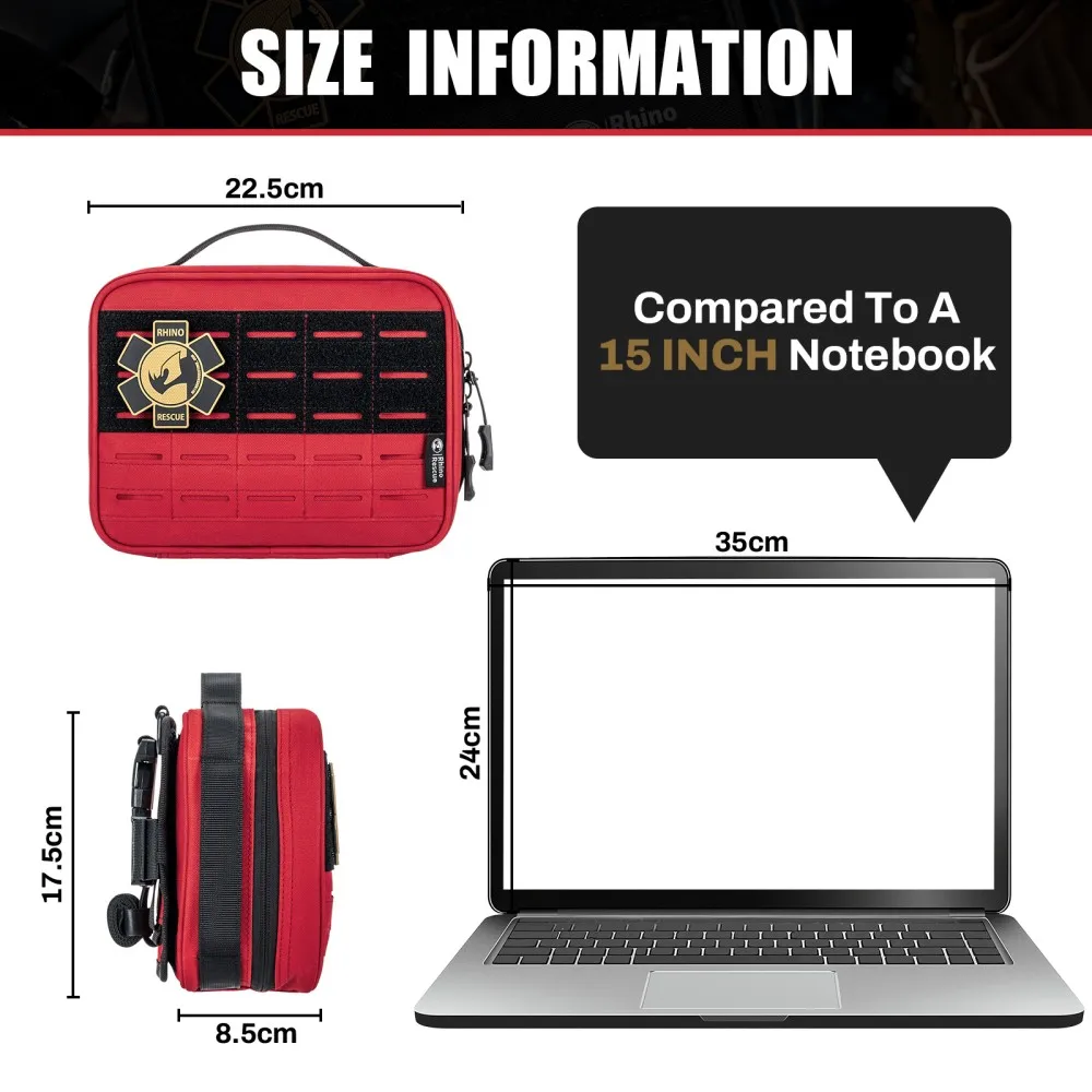 RHINO RESCUE large Car First Aid Kit IFAK POUCH Molle Medical Pouch for Travel Hiking Camping (empty bag) image 6