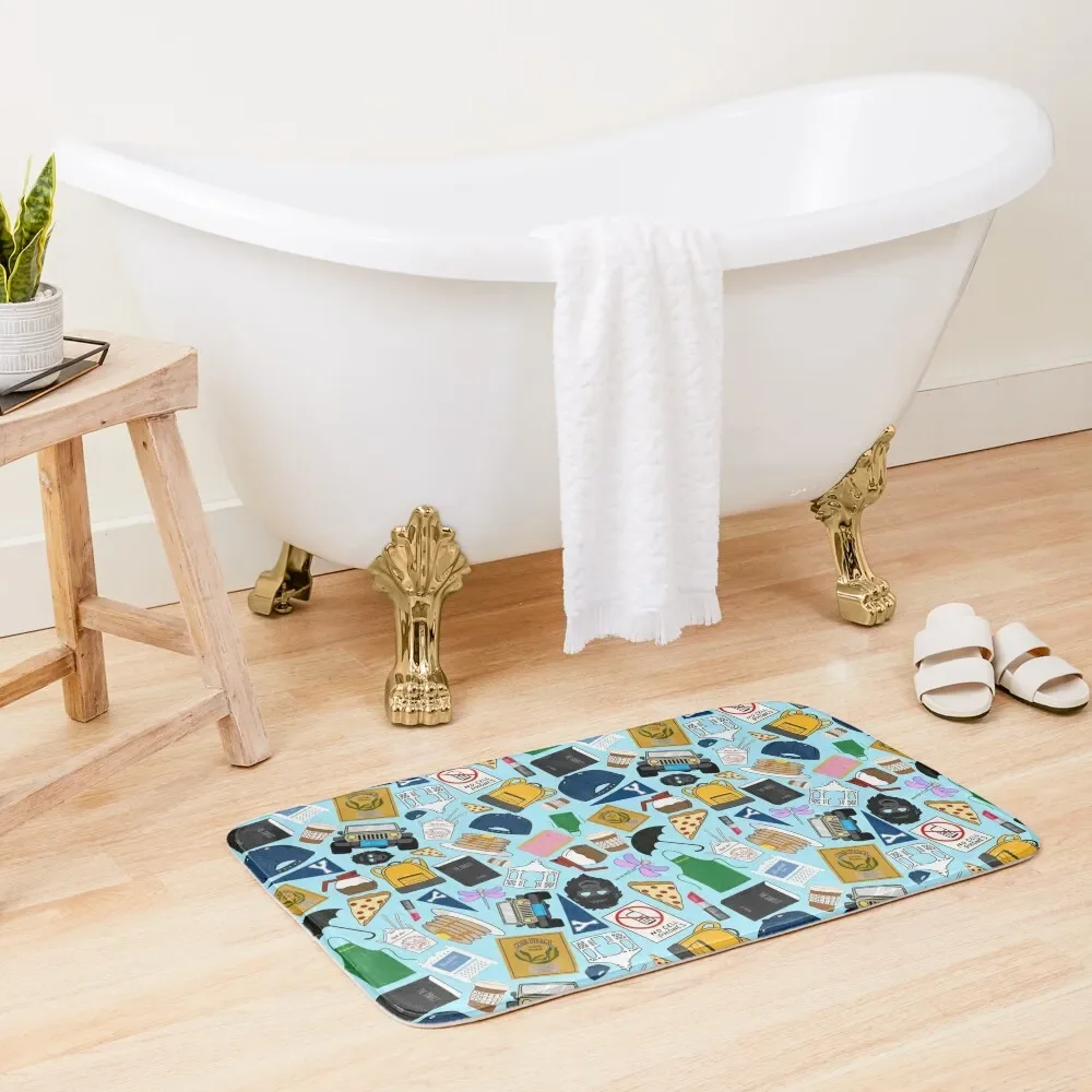 Ultimate Fan Pattern Icons All Over Print Blue Pack Bath Mat Bathroom Deco Bathroom Rug Set Bathroom Accessory Mat