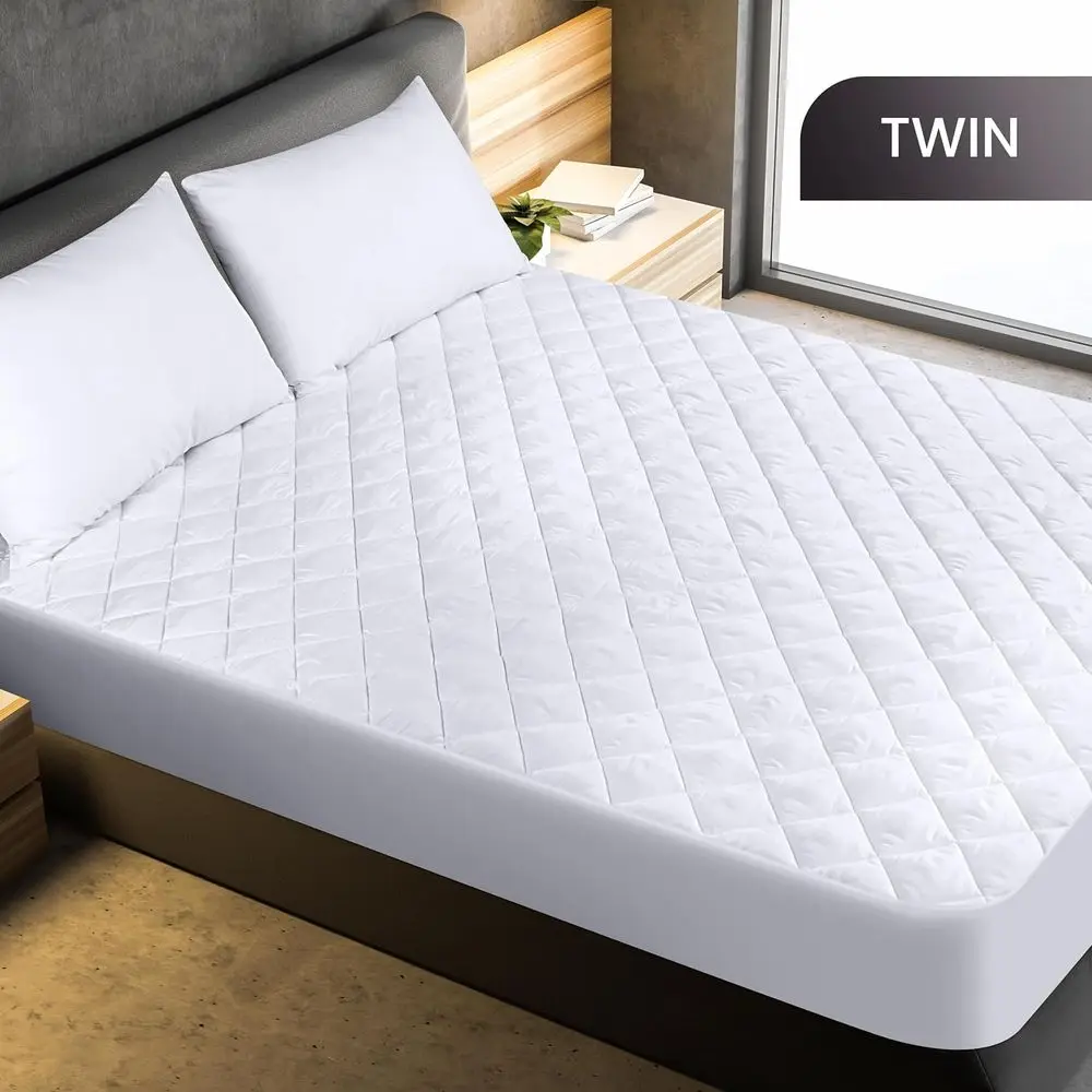 Deep Pocket Quilted Mattress Pad, Twin Size Mattress Protector Topper, White, Set of 10