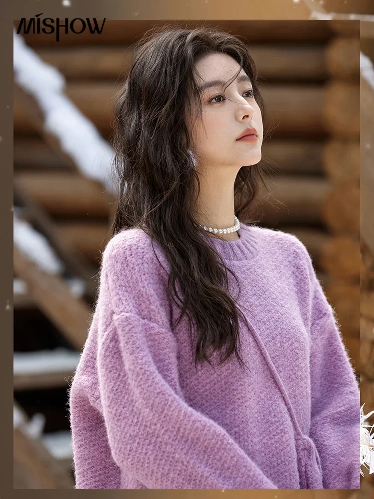 MISHOW Knitted Sweater Daily Leisure Versatile Pullovers Match Bag Oversized Sweater Women Soft Warm Office Lady MXD57Z1083