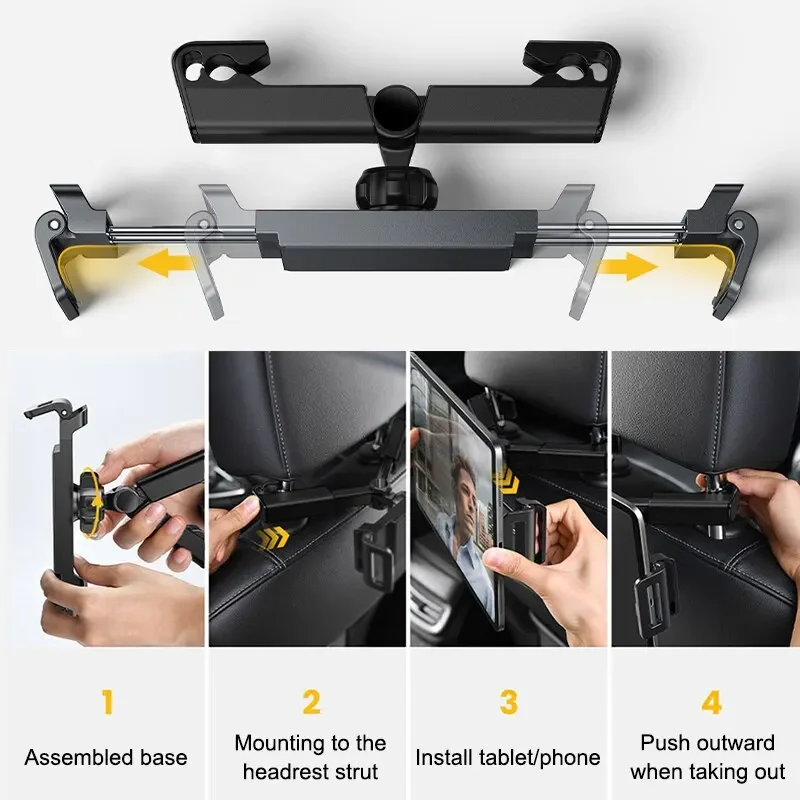 Telescopic Car Tablet Holder (4-12.9 inch) - close-up view