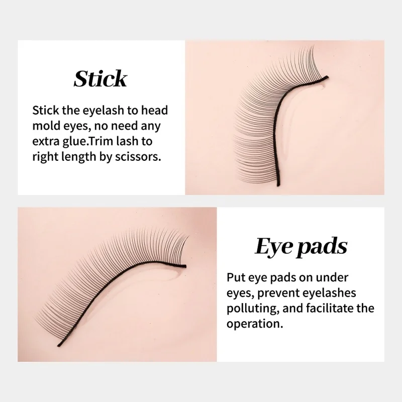 مجموعة أدوات تمديد الرموش الصناعية الممارسة للمبتدئين نموذج الرأس المزيف رموش التدريب المورد أدوات المكياج