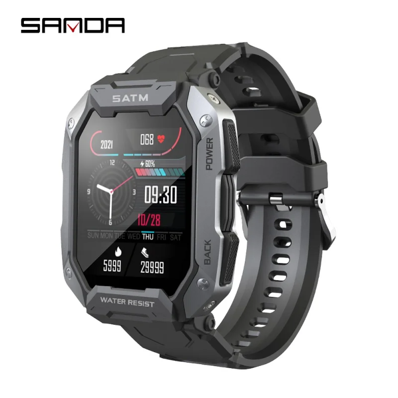 Sanda 2023 Nieuwe 1.71 "; groot Scherm Slimme Horloge Mannen Outdoor Sport Militaire Fitness Tracker 5ATM Waterdichte Smartwatch Voor Mannelijke