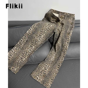 Large jeans LEOPARDO AMERICAN HIGH WAIT FOR WOMEN FOR WOMEN, CASUAL POCKETS, HIP-HOP Pants, EXTRAGONE Y2K Pants, Jeans, Spring, 2024 6 Main Sales Women's Pants Jeans - №3