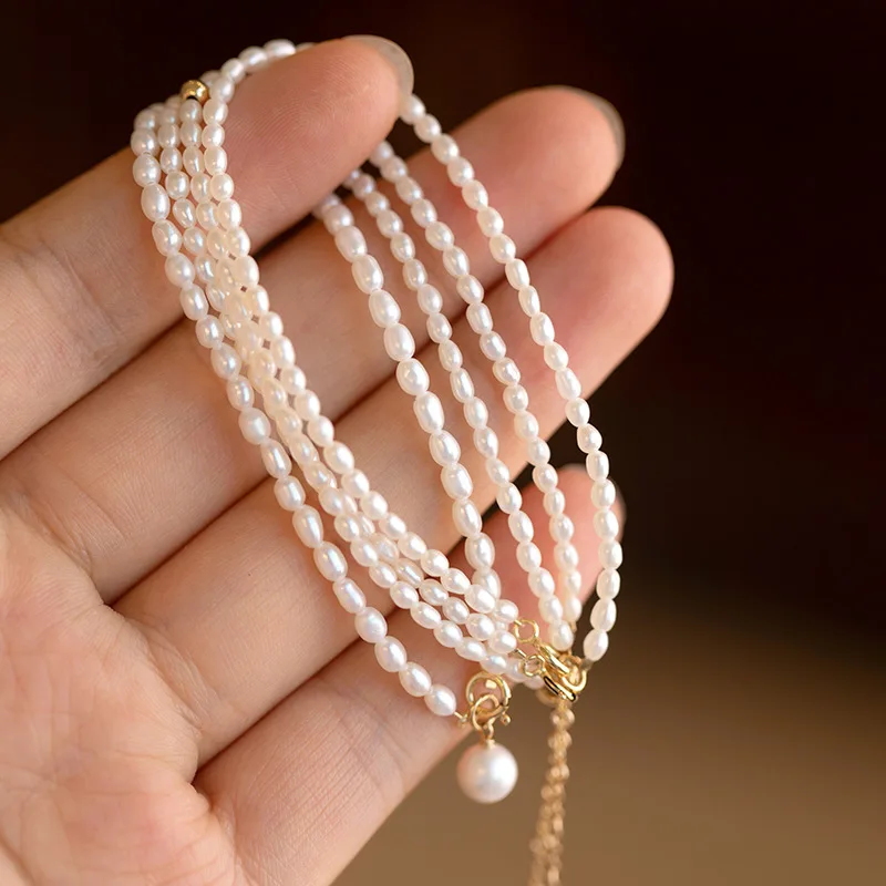

Natural Freshwater Rice Pearl Bracelet for Women Delicate 14K Gold Plated Dainty Minimalist Bracelet Gifts