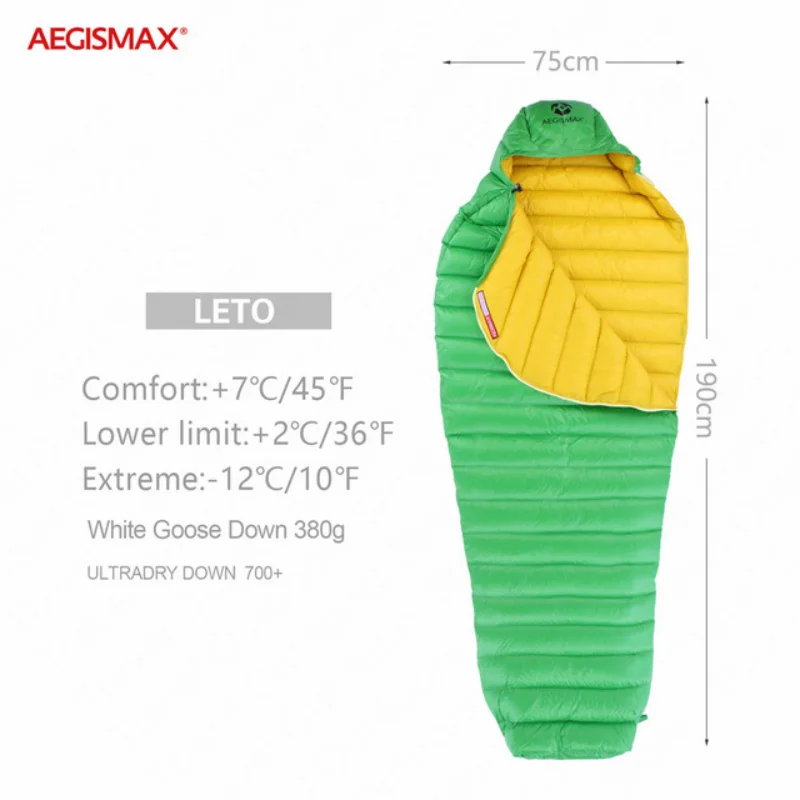 AEGISMAX LETO Mummy 700FP Goose Down Sleeping Bag Nylon Waterproof Fabric Warm Home Outdoor Portable Ultralight Camping Hiking