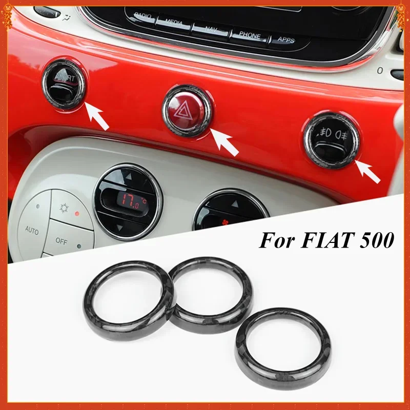 

For Fiat 500 2008+ For Abarth 595 695 2012+ Real Dry Carbon Fiber Interior Dashboard Instrument Panel Switch Button Cover Ring