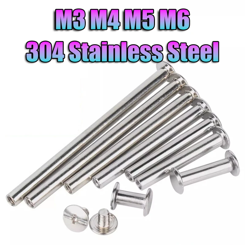 Sus304 Stainless Steel Chicago Screws M3 M4 M5 M6 Binding Bolts Rivet For Leather Bag Album Book Binding Butt Assembling