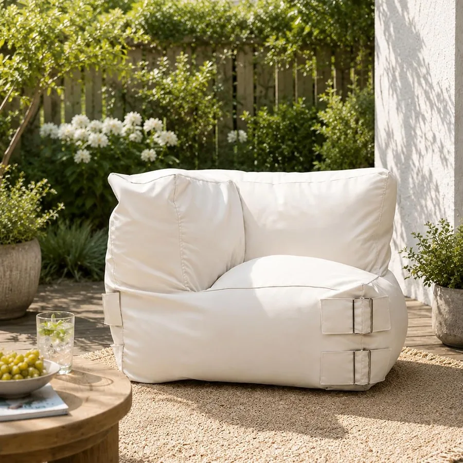 Modular Outdoor Corner Bean Bag Chair 600D Water-Resistant Oxford, High-Density Foam, Dual-Chamber Independent Cushions, Ergono