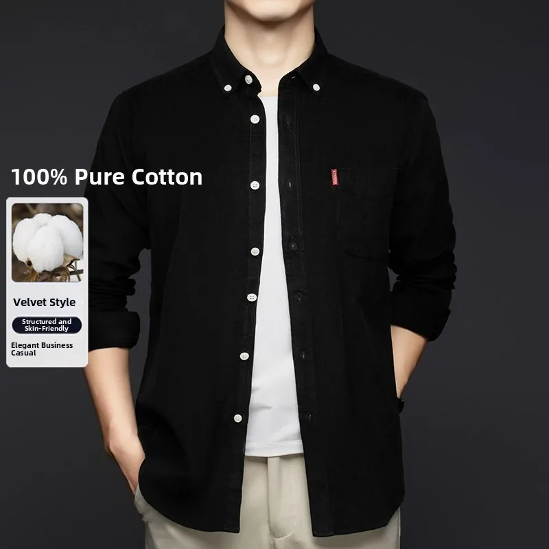 

High-Quali Corduroy Long-Sve irt Casual Busin Faion Versatile High-Quali Men's Faion Top Spring Autumn