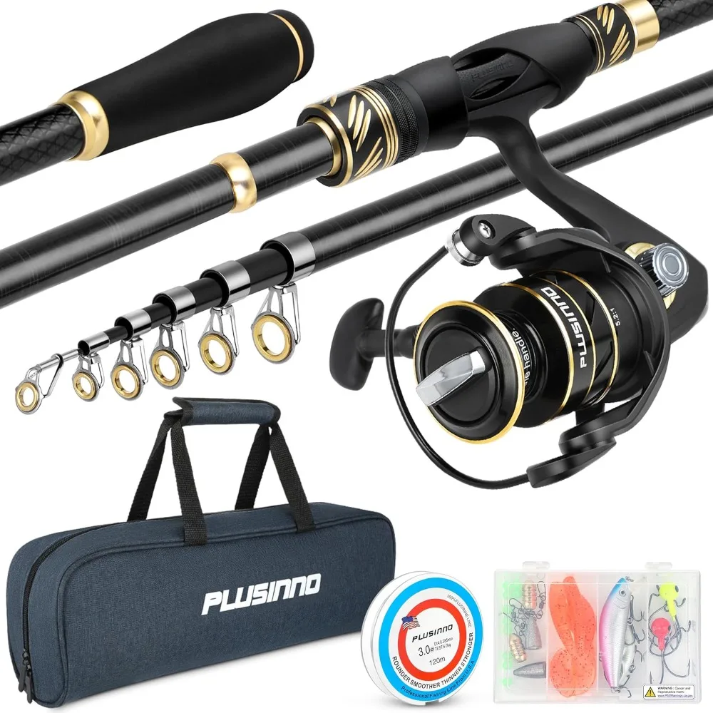 

Fishing Rod and Reel Combo,Telescopic Fishing Rod Kit with Spinning Reel, Collapsible Portable