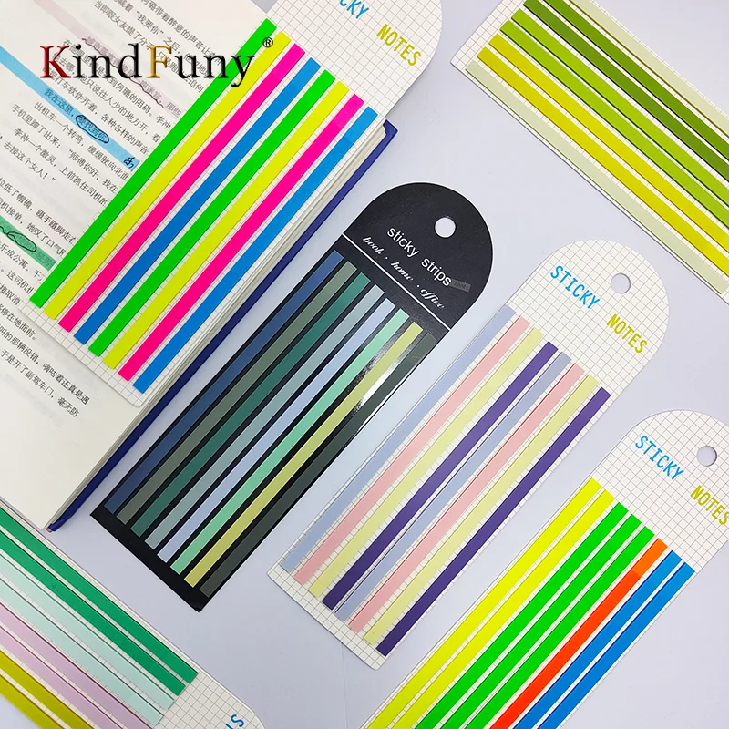 KindFuny 1920 Sheets Multi-colored Long Strip Index Stickers Writable Index Tabs Annotation Macaron Highlighter Stationery