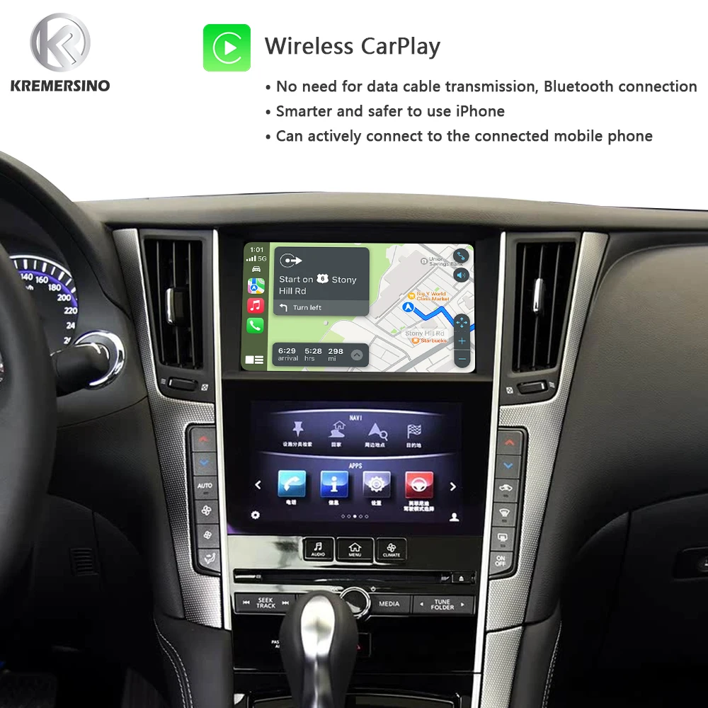 Беспроводной смарт-модуль CarPlay AndroidAuto для Infiniti Q50L Q50 Q60L QX50 2015-2019 QX60 Nissan Patrol OEM-микрофон