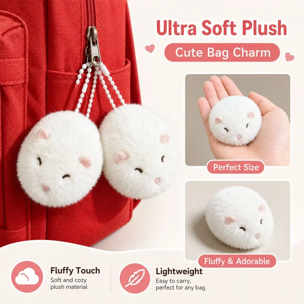 Cute Hamster Keychain Hamster Shape Soft Furry Texture Animal Keychain Handbag Accessories Backpack Decoration Bag Pendant