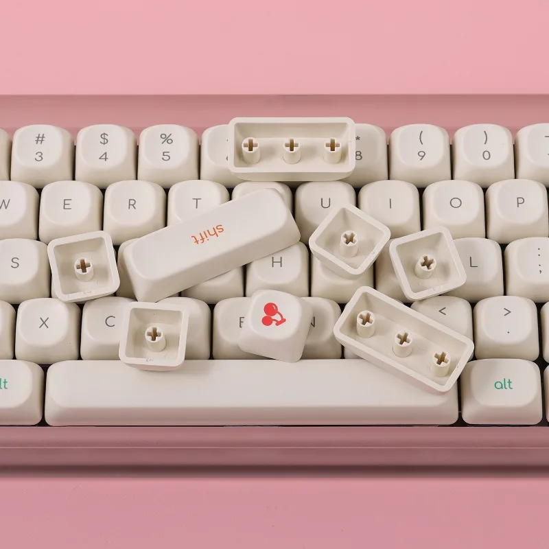 MiFuny Cute Yogurt Theme Round Keycaps Kawaii Dog/Cat 129 Key PBT MOA Profile Keycap do klawiatury mechanicznej Akcesoria do gier