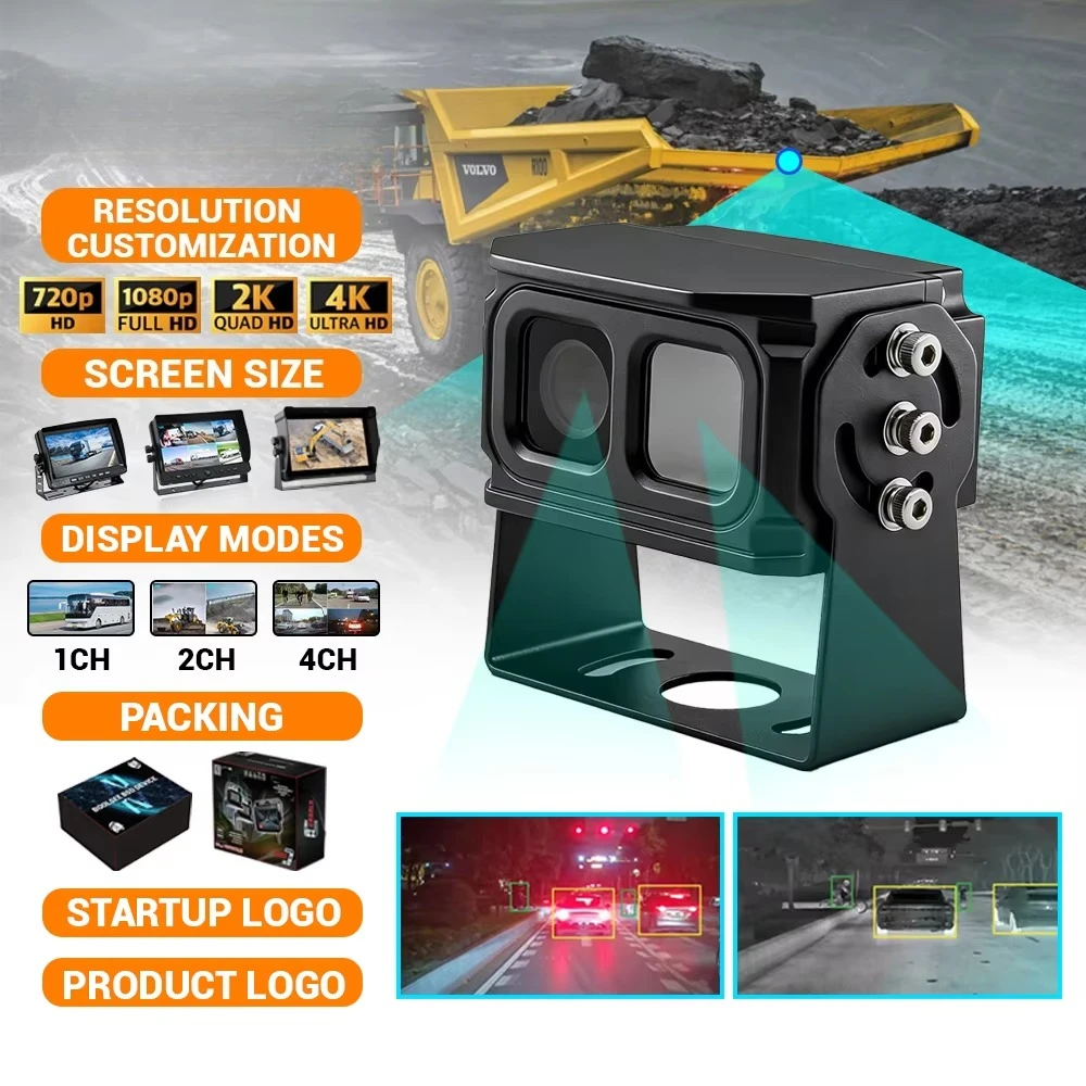 AHD Thermal Imaging Car  with Waterproof Night Vision Anti-Fog Lens Reverse Aid for Fleet Management Truck Car