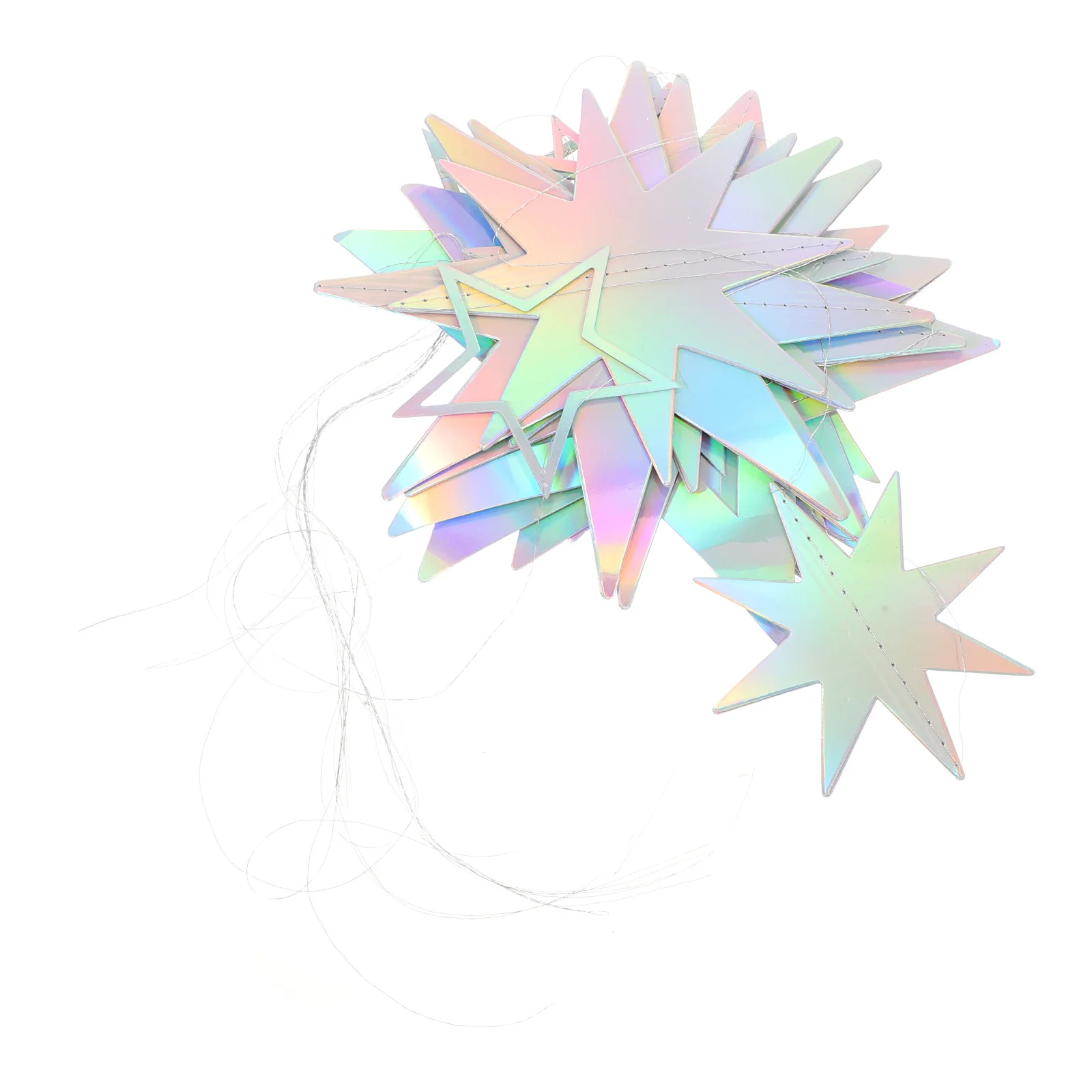 

15Pcs Iridescent Star Garland Holographic Hanging Decorations Festive Party Supplies Christmas Birthday Wedding Bunting
