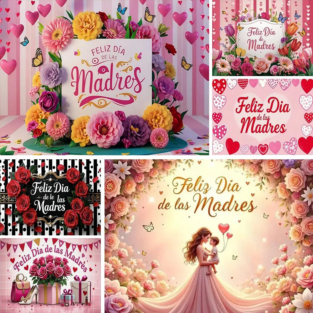 Decoración para Fiesta Temática del Día de la Madre en España, Banner de Fondo, Suministros Florales para el Día de la Madre, Telón de Fondo para Fotografía, Accesorios para Estudio Fotográfico