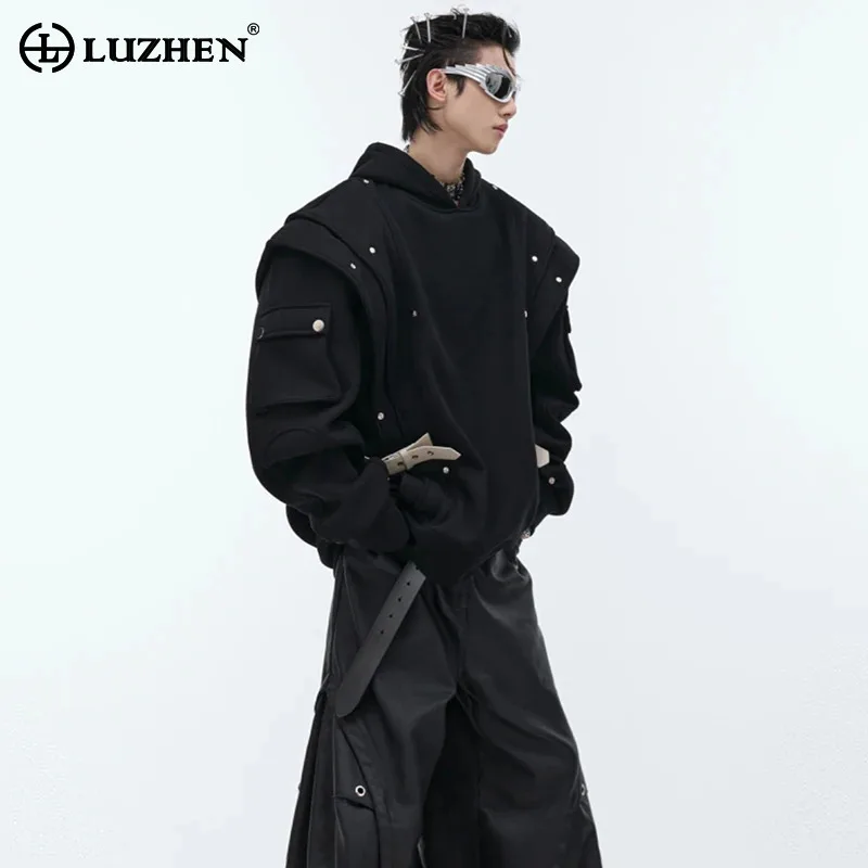 LUZHEN 2024 Trendy Patchwork Design Hoodies Sweatshirts New Original Fashion Streetwear Loose Men's High Quality Coats LZ7544