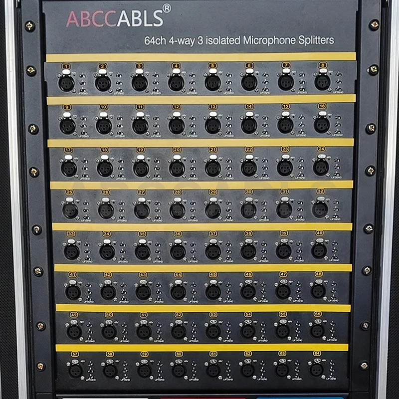 ABCCABSL 64CH Isolated Microphone Splitter Rack, 4 Outputs Per Channel, HD128 Multi-pin Connector For Live Stage Concert Audio