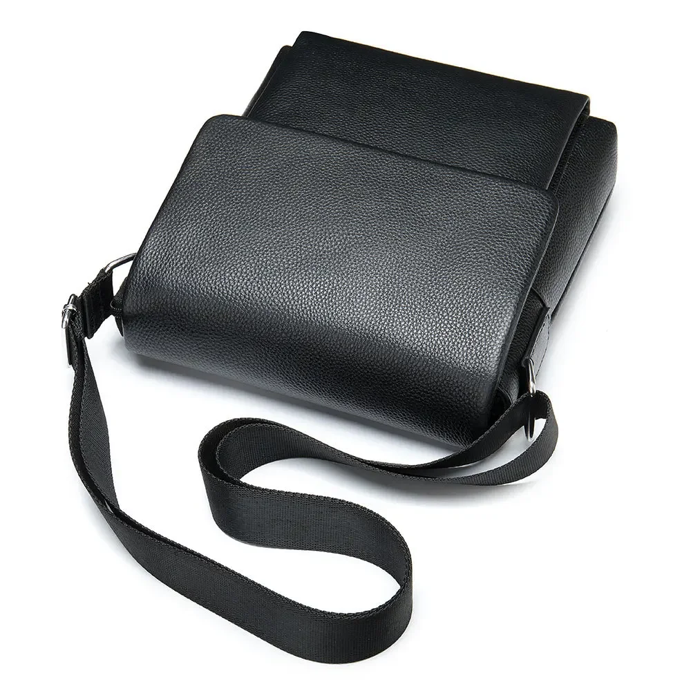 Bolsa de ombro do couro genuíno para homens, bolsa crossbody casual