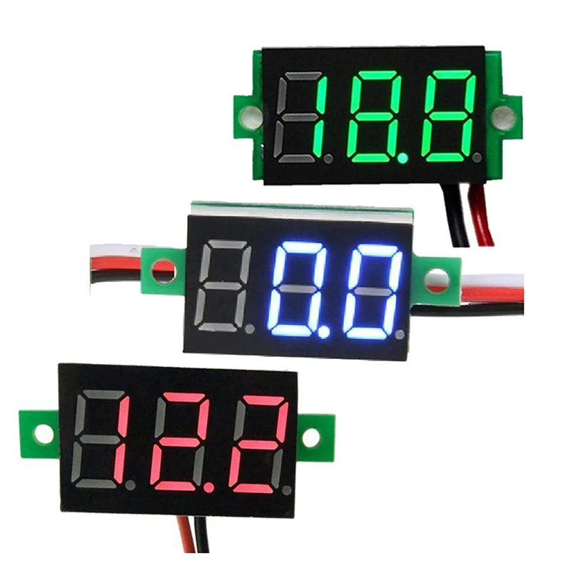 Mini 0.36 Inch DC4.5V-30V Digital Red Green Blue LED Display Panel Voltage Meter Voltmeter Tester Motorcycle Voltmeter