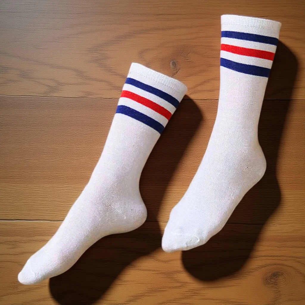 

1pcs Knee High Socks For Men Mid Calf Cotton Breathable Sweat-Absorption Sport Long Socks Blue Design