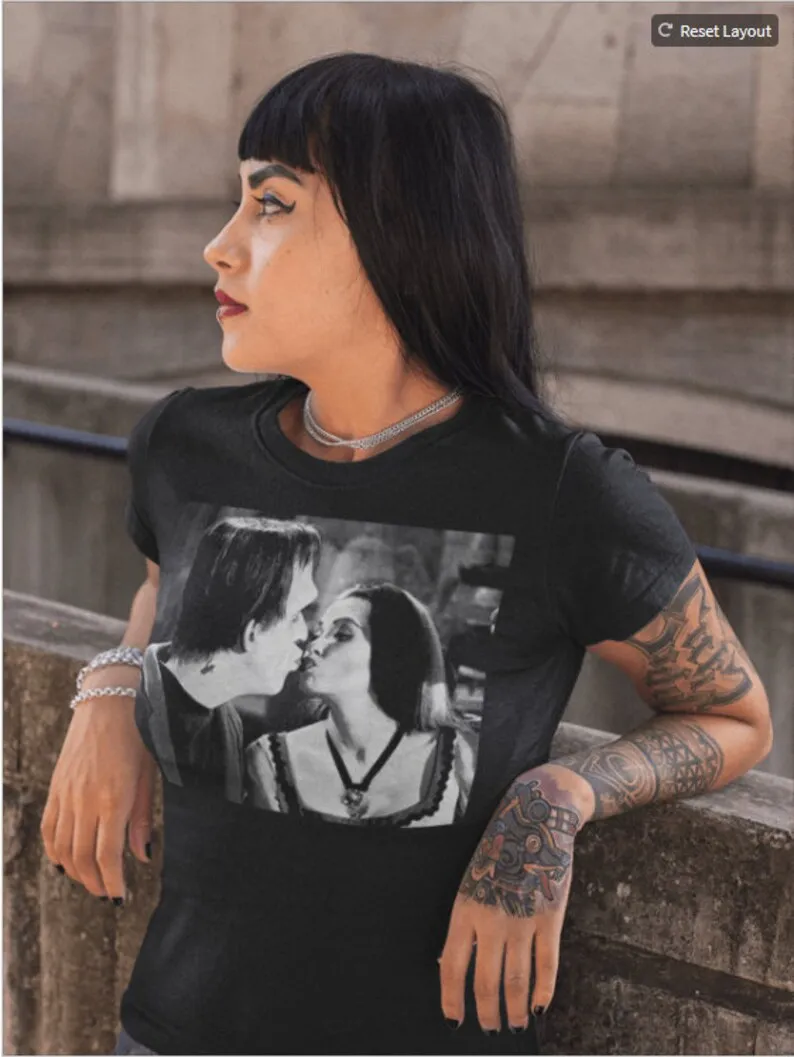 Lily and Herman Munster Kiss Classic Horror Frankenstein T-Shirt Tee Shirt 414