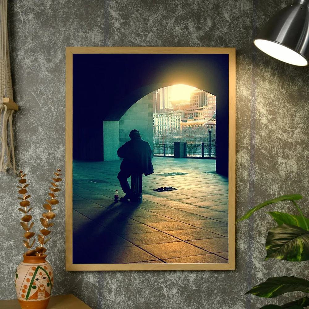 غير المؤطرة خمر قماش طباعة نوير الجمالية جدار الفن الظل السينمائي التصوير المزاج المناظر الطبيعية الحضرية ملصق الفيلم الداكن أنيقة #4