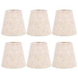 Small Lamp Shade Clip on Bulb Set of 6 for Candelabra Bulbs, Barrel Fabric Lampshade for Table Chandelier Wall Lamp