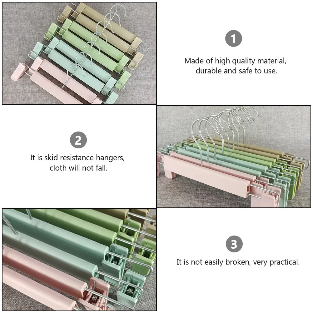 

10pcs Pink Hook Plastic Pants Hangers Adjustable Non Slip Pants Rack Storage Rack For Home Clothes Shop