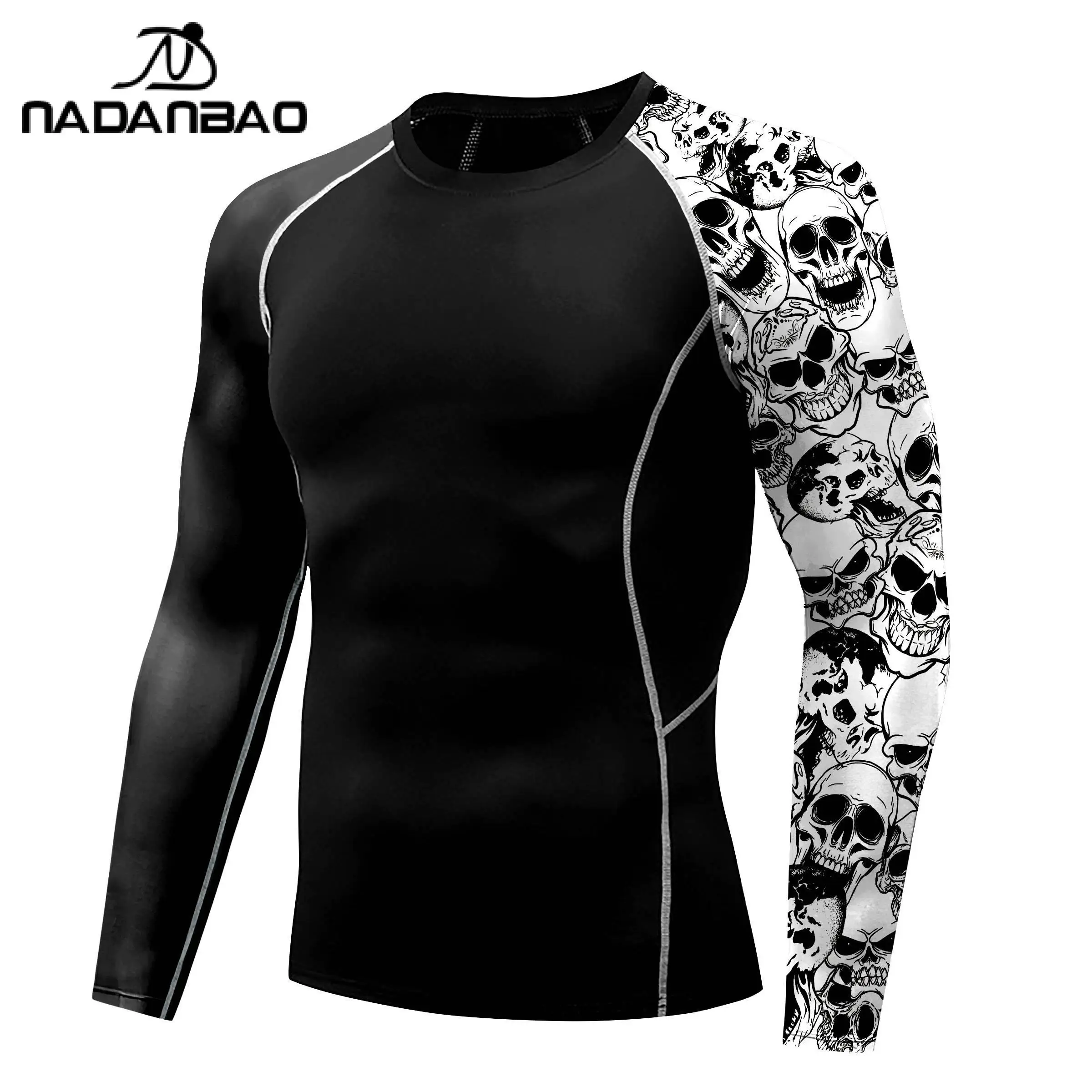 Nadanbao Quick Drying Surfing Wetsuit for Men 3D Printing Fitness T-Shirt Beach Party Swimwear Surfing Beachwear Top Clothes