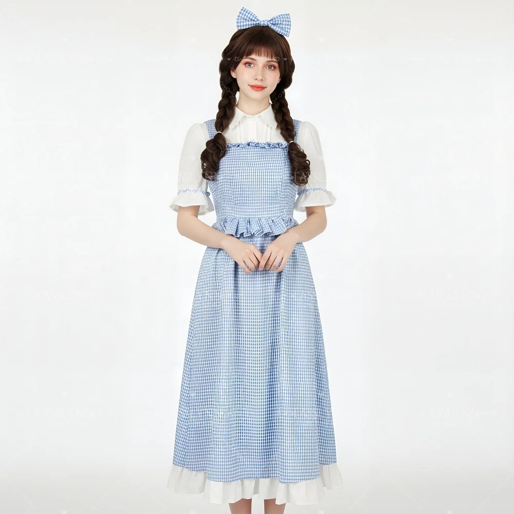 

Dorothy Cosplay Costume, Cute Gingham Dress for Halloween Carnival Birthday Party, Women's Game Cosplay Outfit