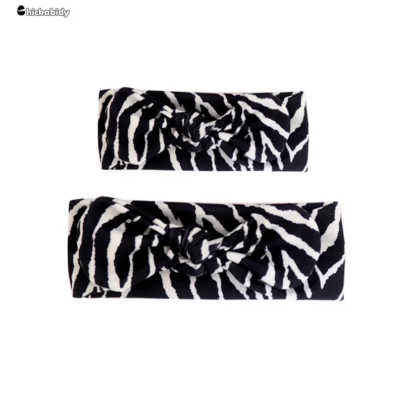 2Pcs Mother & Baby Children Turban Hair Band Accessories Baby Girls Twist Knot Headbands Family Leopard Parent-Child Headwear