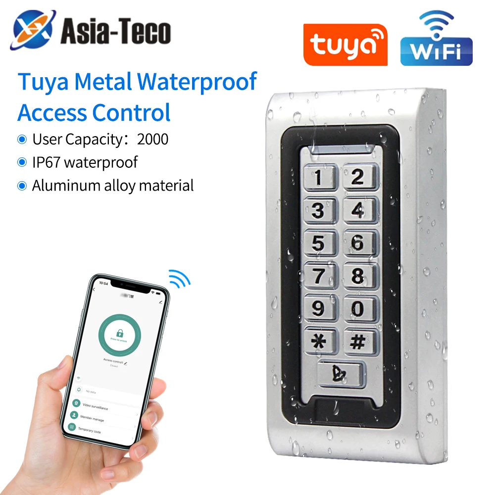 

Outdoor IP68 Metal Access Control Keypad Standalone Wifi Tuya App Smart Home Security EM Card Reader Keyboard Door Entry Opener