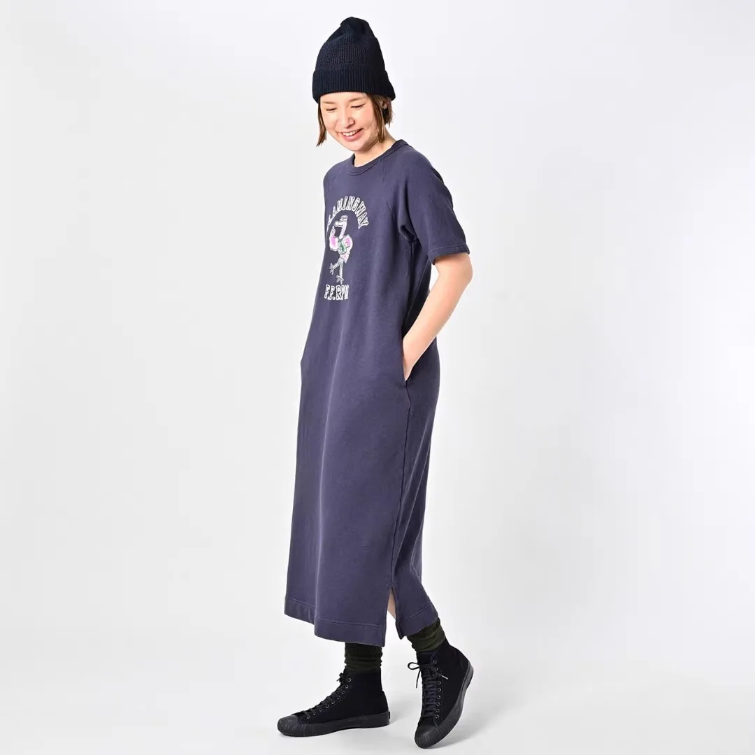 Décontracté ample Long coton Dr pur coton imprimé Flngo fente latérale T-shirt Dr confortable printemps été jeunesse Faion