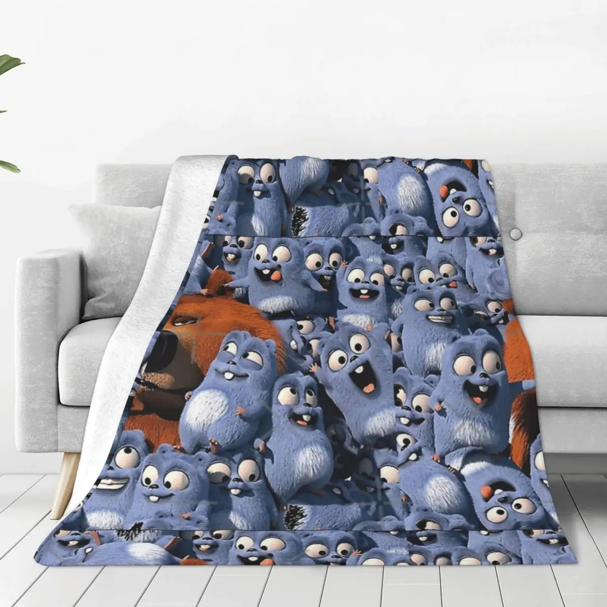 Happy Lemmings Tabodi And Grizzy Blanket Bedspread On The Bed Plush Fluffy Soft Blankets Queen Size