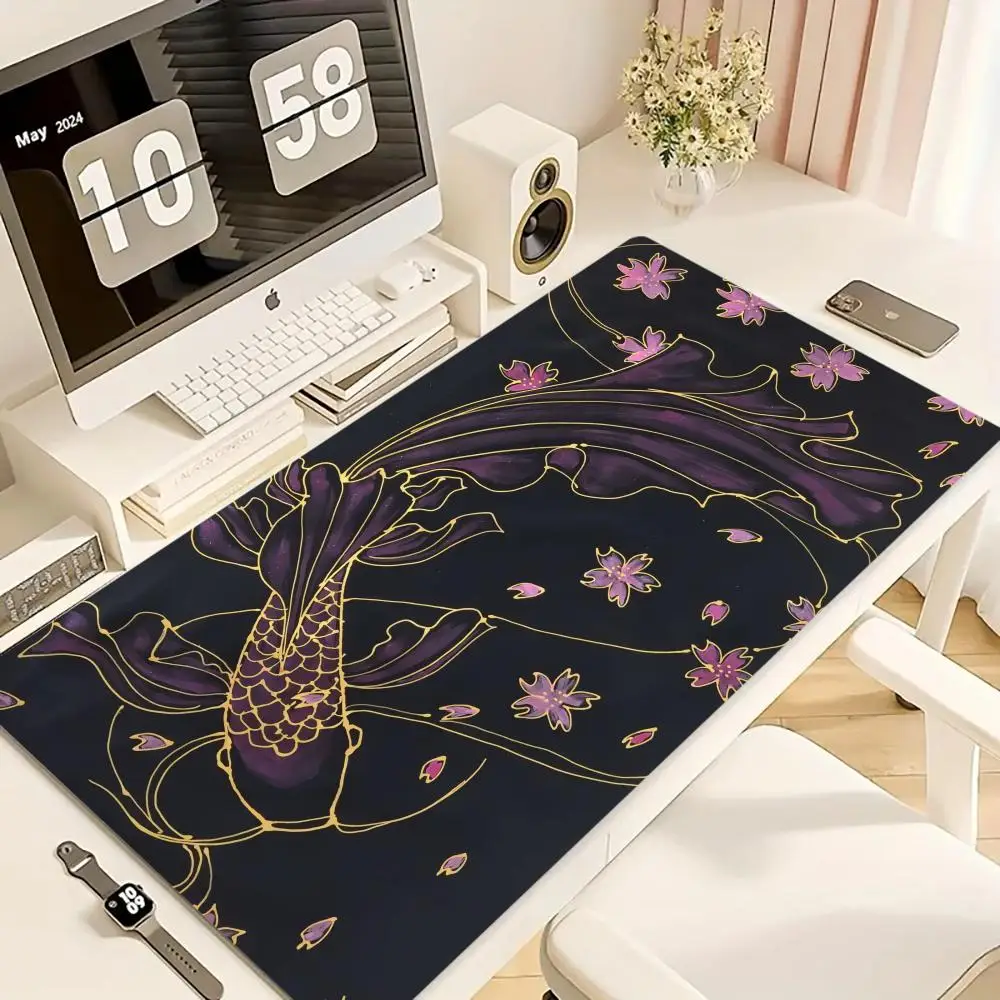 

Purple Goldfish Mouse Pad Large Computer Office Game Table Mats XXL Rubber Anti-slip Gaming Keyboard Mousepads Long XL Desk Pads