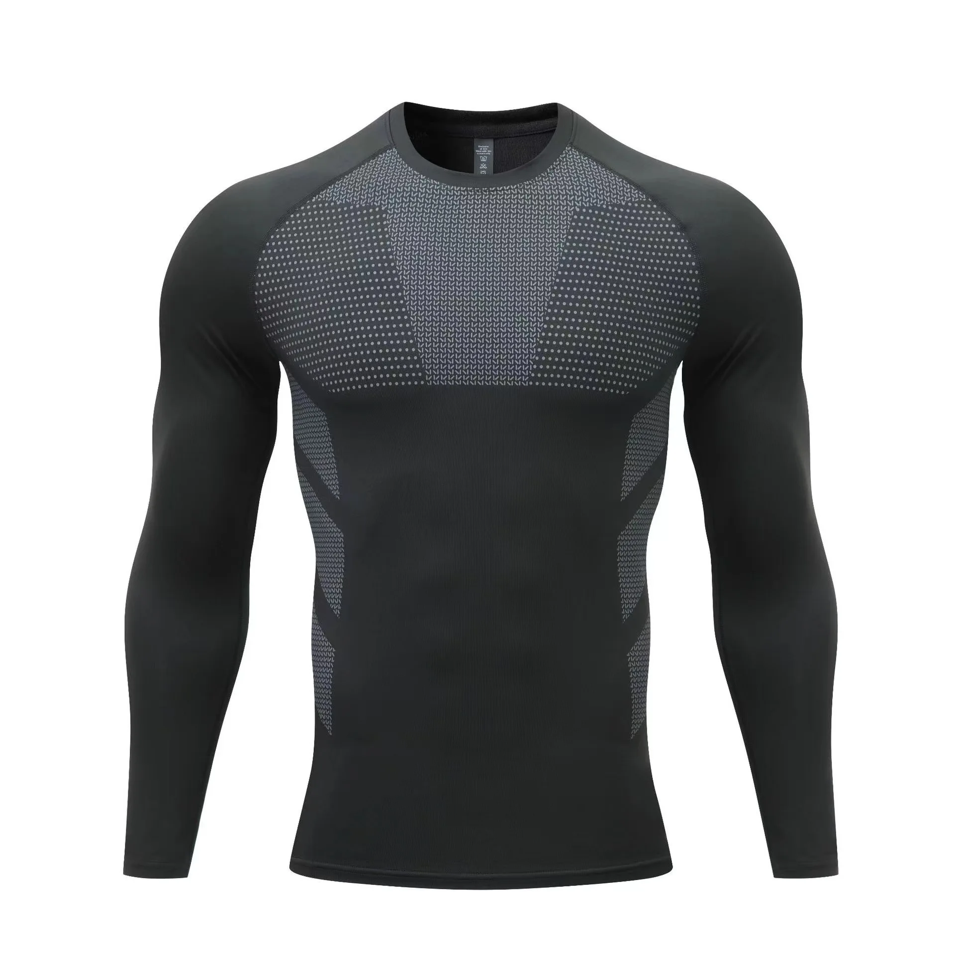 

Sports Tight Fitting T-shirt Men's High Stretch Fast Drying Printed Long Sleeved Fitness Cycling Base Sweat Absorbing T-shirt