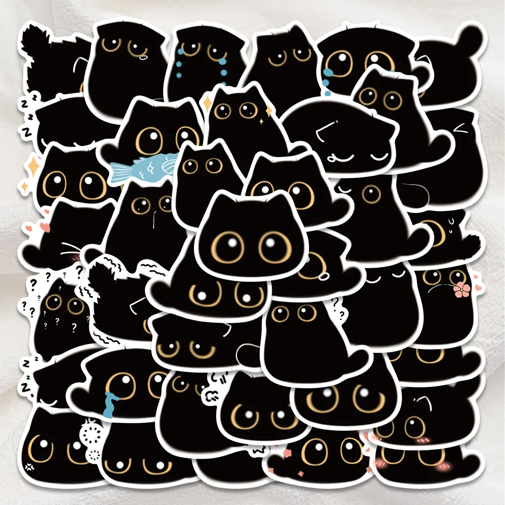 

80PCS Kawaii Black Cat Cute Briquette Stickers Gift Notebook Luggage Motorcycle Laptop Refrigerator Decal Graffiti Sticker